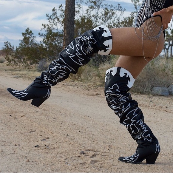 LAST Thigh High Over the Knee Western Heeled Boot - Picture 3 of 7